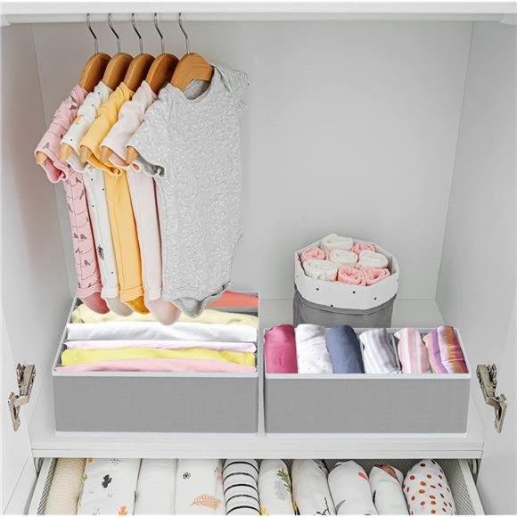 Closet Underwear Organizer Drawer Divider 4 Set, Gray - Picture 3 of 7